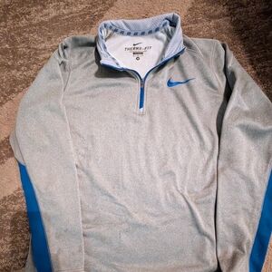 Nike Therma-Fit Gray Pullover with Blue Details